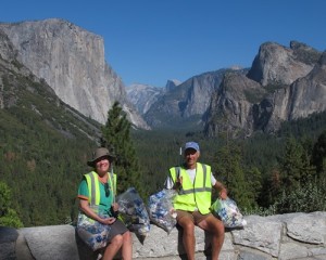 Ken and Lisa with trash picked up as a part of Yosemite Facelift
